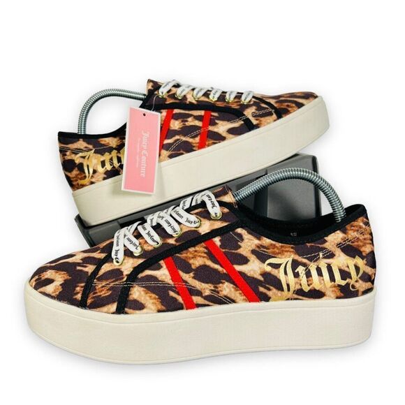 Juicy Couture Bounce Leopard Print Platform Sneakers JCW505 Women's 9.5 - Picture 1 of 12